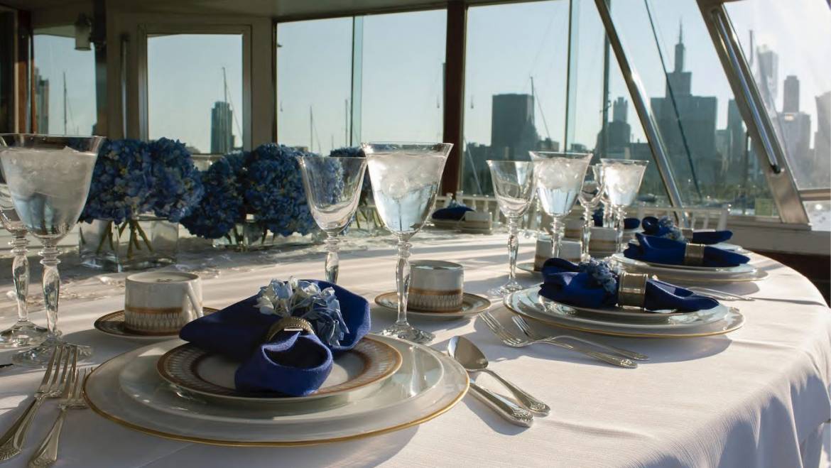 Priceless private yacht dining and dinner parties