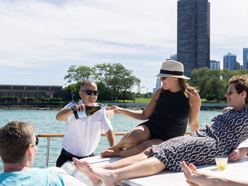 Chicago Private Yacht Rentals Adeline's Sea Moose abundance of pampering